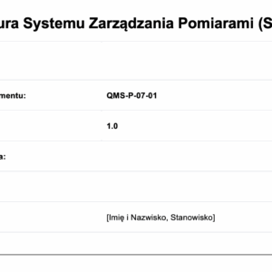 Procedura systemu zarządzania pomiarami
